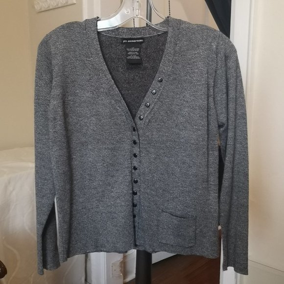 3/$20 jm essentials grey button up sweater small - Picture 2 of 6
